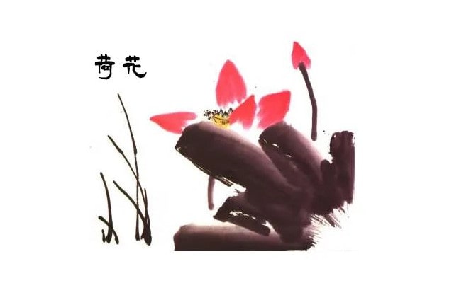 少儿写意中国画《荷花》绘画步骤