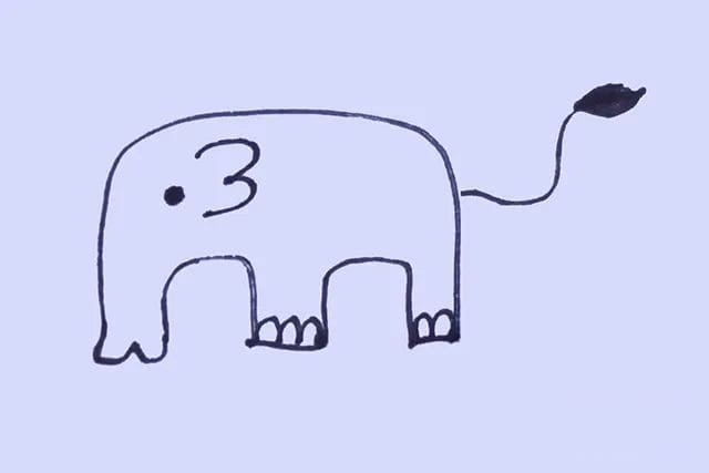 怎么教幼儿学画画：大象简笔画