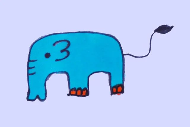 怎么教幼儿学画画：大象简笔画