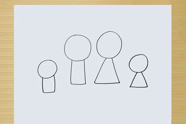 一家四口全家福简笔画图片教程简单