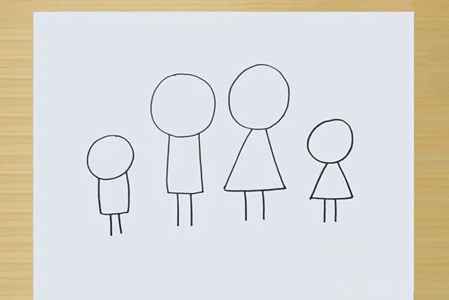 一家四口全家福简笔画图片教程简单