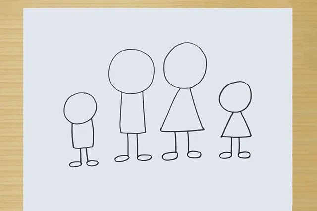 一家四口全家福简笔画图片教程简单