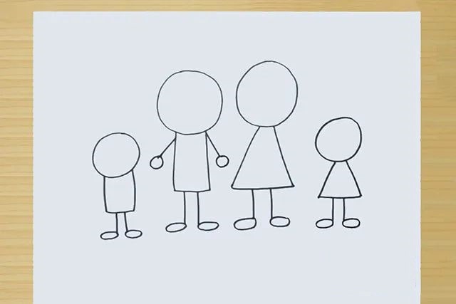 一家四口全家福简笔画图片教程简单