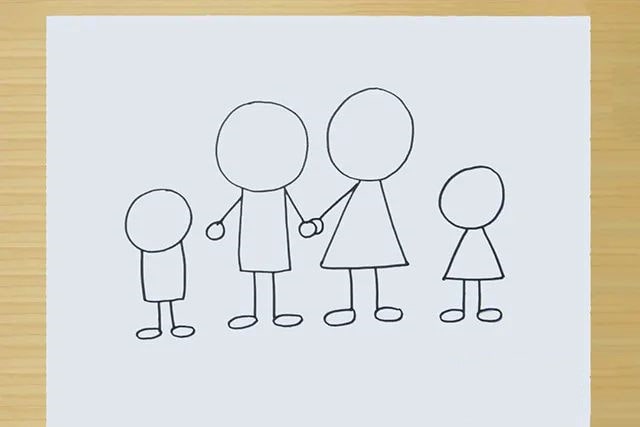 一家四口全家福简笔画图片教程简单