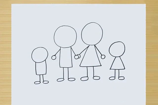 一家四口全家福简笔画图片教程简单