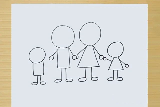 一家四口全家福简笔画图片教程简单
