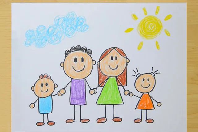 一家四口全家福简笔画图片教程简单