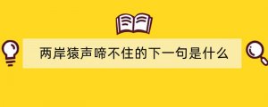 两岸猿声啼不住的下一句是什么