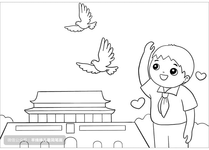 七一建党节，童心向党儿童手绘画