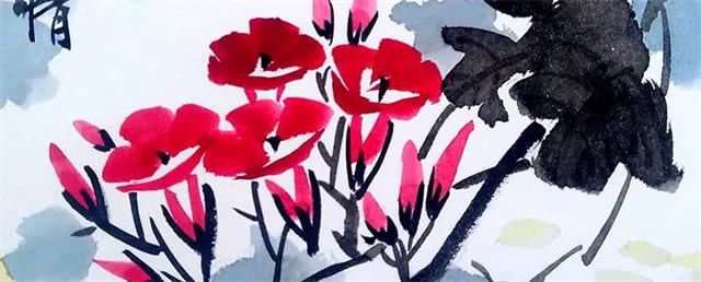 写意中国画教程《牵牛花》