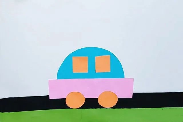 几何图形拼贴画汽车