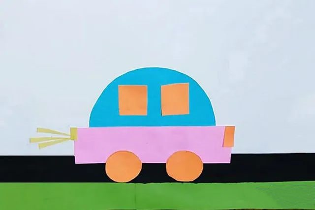 几何图形拼贴画汽车