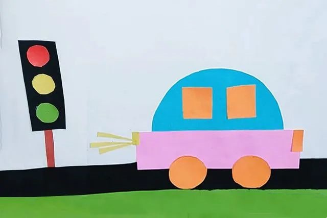 几何图形拼贴画汽车