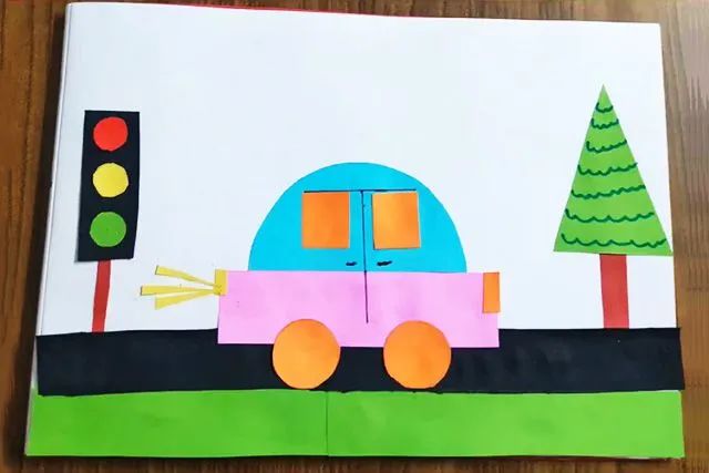 几何图形拼贴画汽车