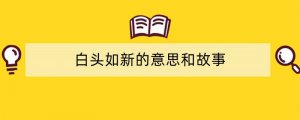 白头如新的意思和故事
