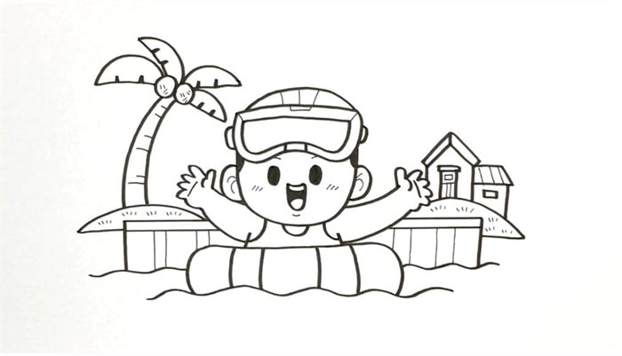 游泳的小朋友简笔画图片步骤