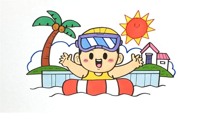 游泳的小朋友简笔画图片步骤