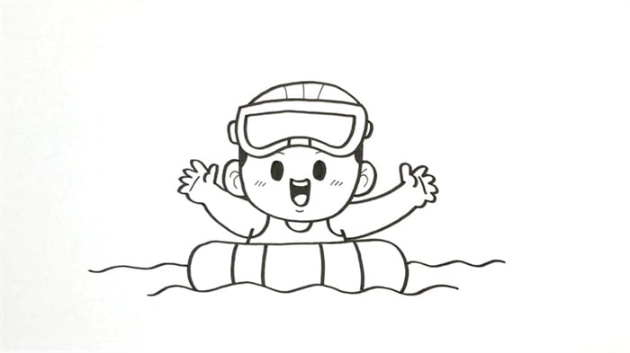 游泳的小朋友简笔画图片步骤