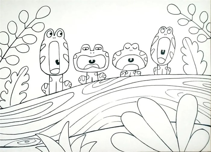 少儿美术课程青蛙简笔画《青蛙合唱团》