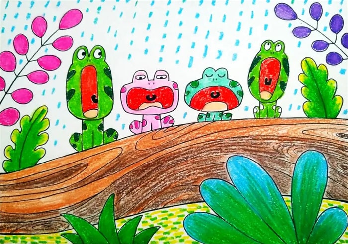 少儿美术课程青蛙简笔画《青蛙合唱团》