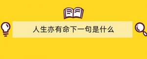 人生亦有命下一句是什么