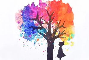 幼儿园创意画画：蜡笔屑画一棵树