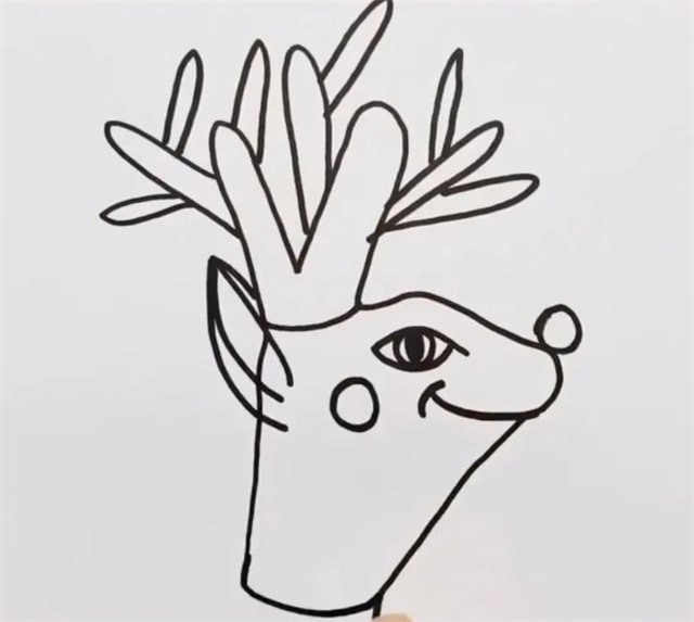 手指画梅花鹿教程