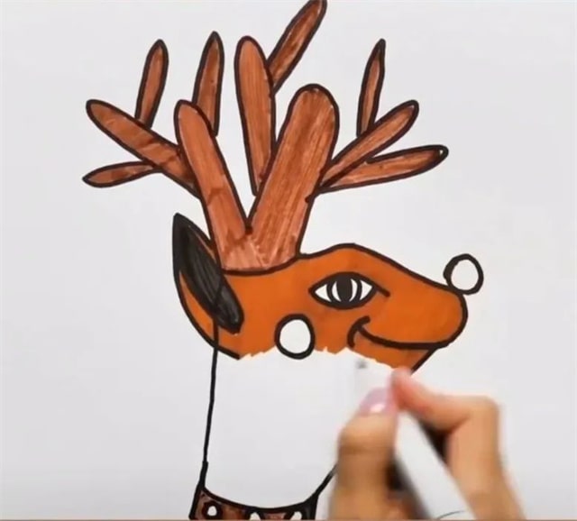 手指画梅花鹿教程