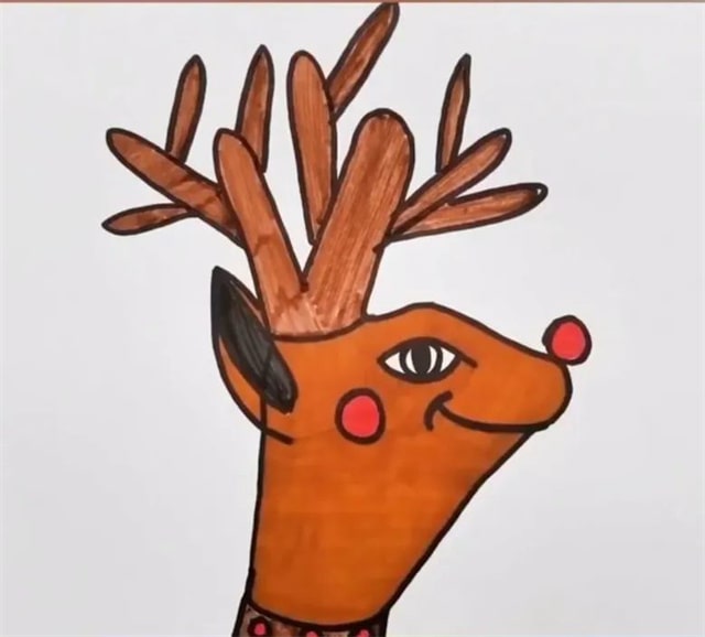 手指画梅花鹿教程