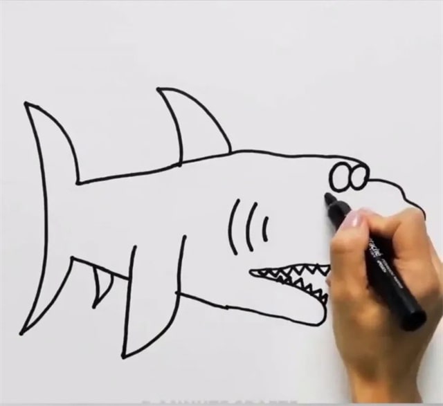 手指画大白鲨教程
