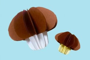 剪纸粘贴手工制作漂亮立体蘑菇