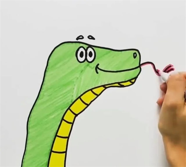 手指画呆呆蛇教程