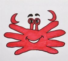 手指画开心螃蟹教程