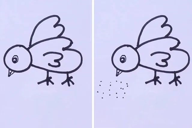 啄食的小鸡幼儿简笔画简单