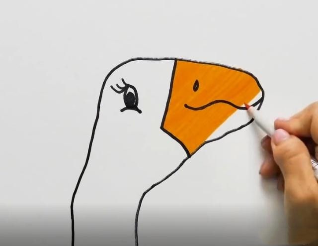 手指画鹅的简笔画教程