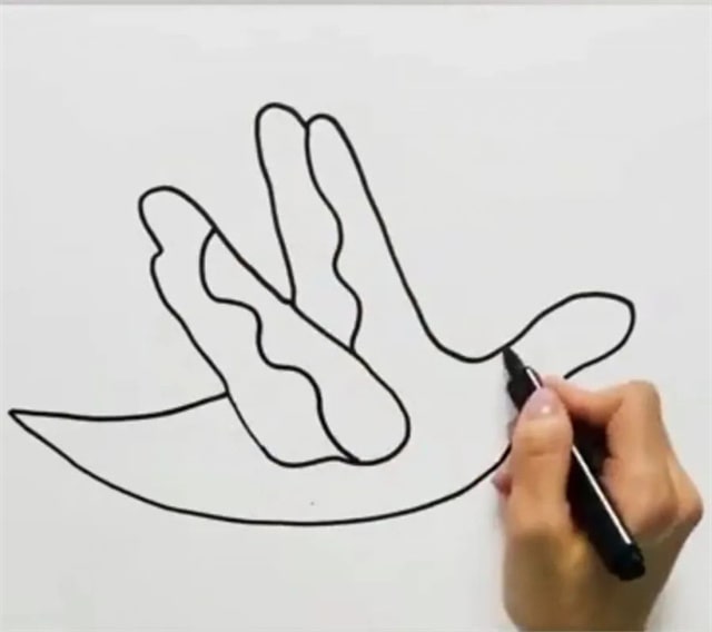 手指画大雁教程