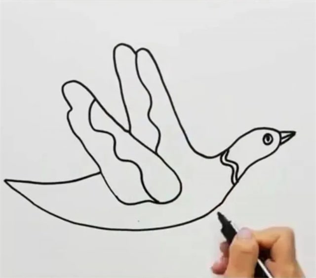 手指画大雁教程