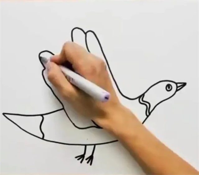 手指画大雁教程