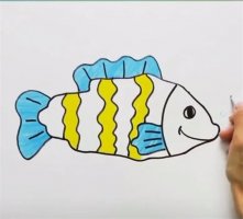 手指画小丑鱼教程