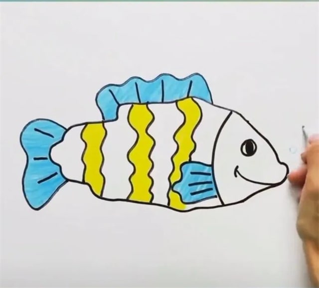 手指画小丑鱼教程