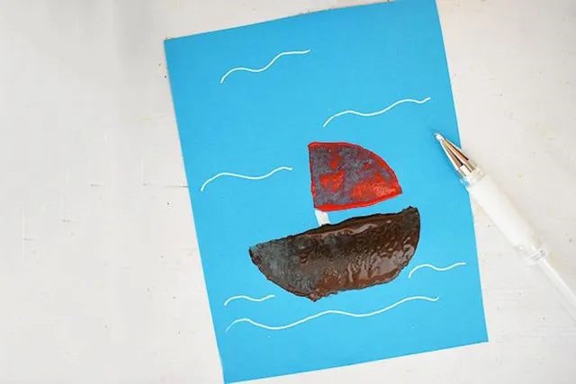 幼儿学画画：马铃薯印画帆船(步骤图解)