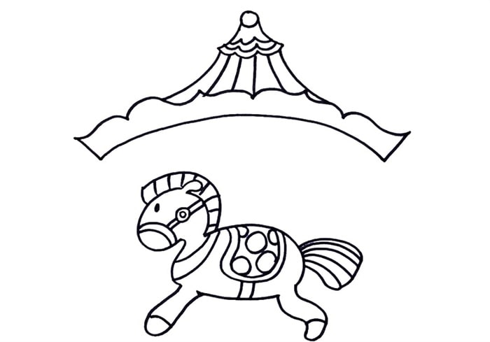旋转木马简笔画步骤图片