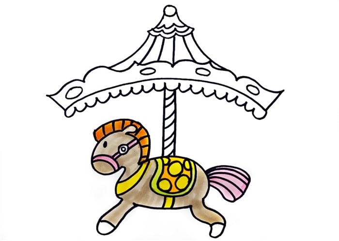 旋转木马简笔画步骤图片