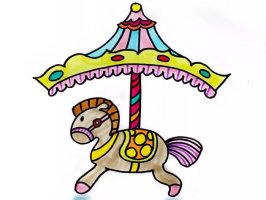 旋转木马简笔画步骤图片