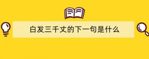 白发三千丈的下一句是什么