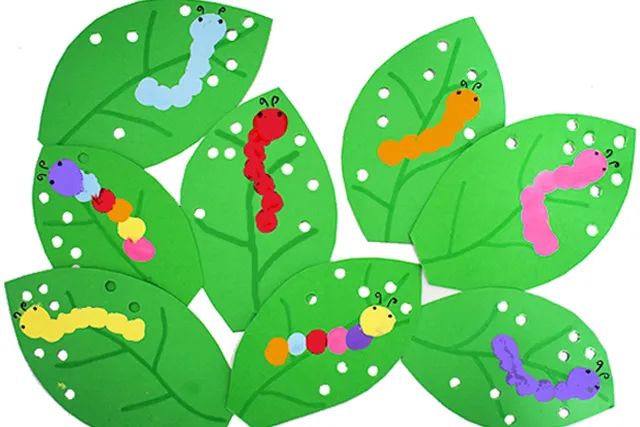 幼儿学画画：手指印画毛毛虫(步骤图解)