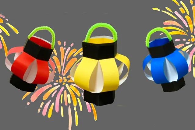 彩纸简单剪纸粘贴手工制作漂亮灯笼