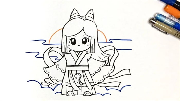 中秋节教你画可爱的嫦娥简笔画