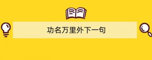 功名万里外下一句
