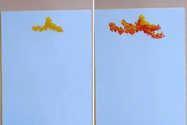 儿童画秋天的景色：棉签印画秋天的大树